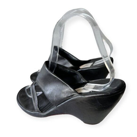 Vintage Y2K Faust Santini Black Wedge Slide Sandals, Size 40EU - Picture 14 of 14